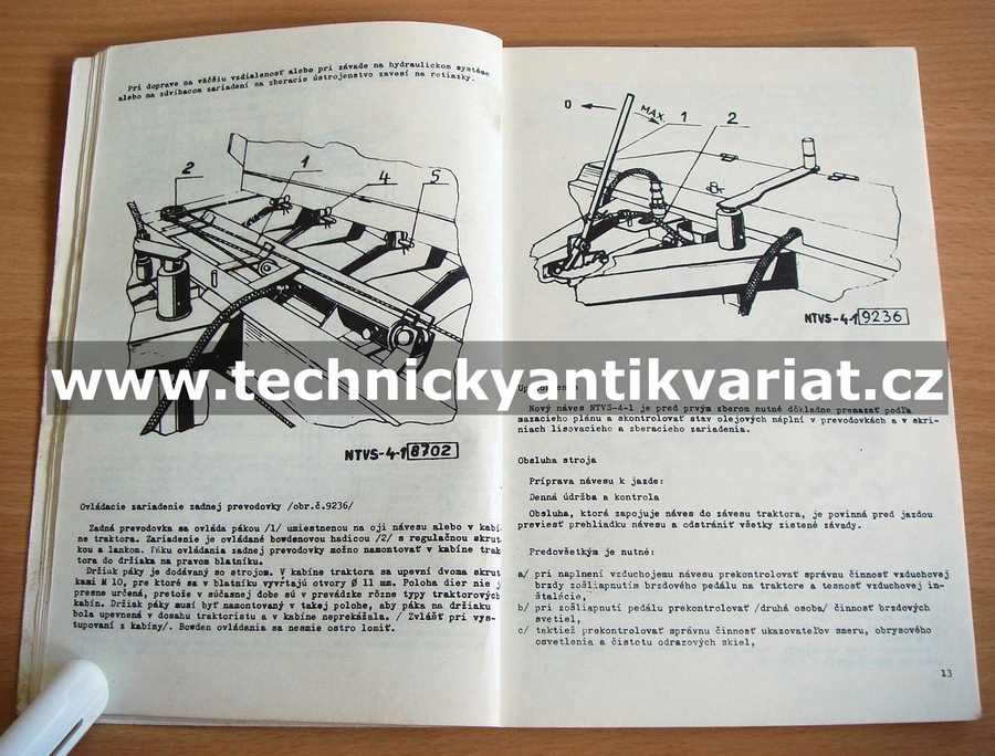 Náves Traktorový velkoobjemový zberací NTVS 4 1/2 - návod k obsluze, seznam dílů (1979)