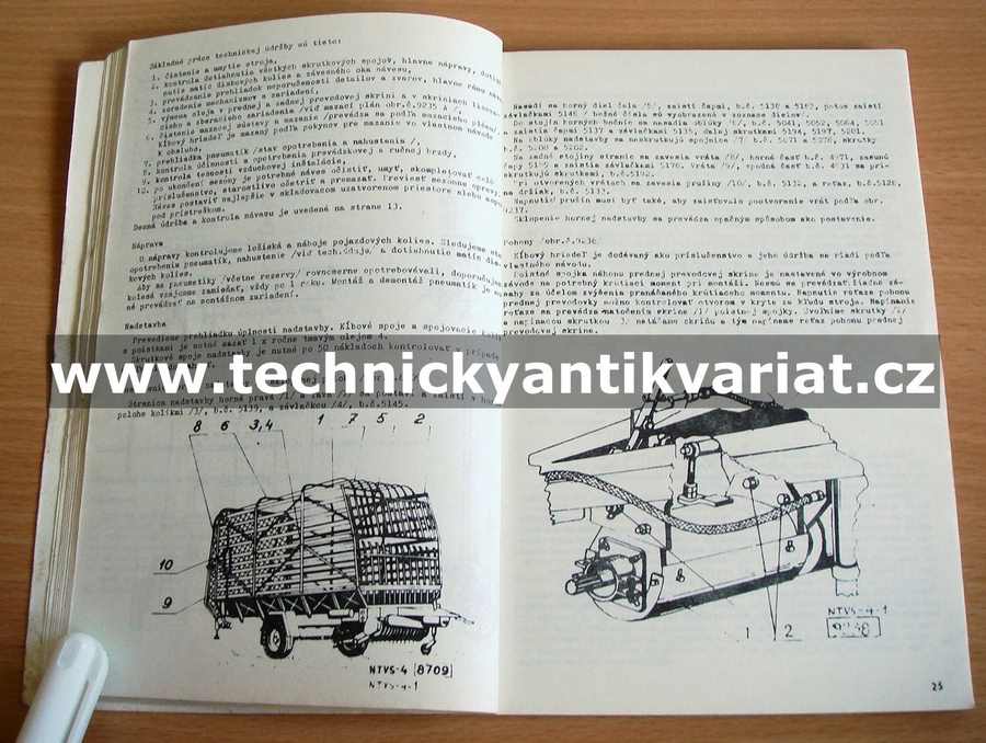 Náves Traktorový velkoobjemový zberací NTVS 4 1/2 - návod k obsluze, seznam dílů (1979)