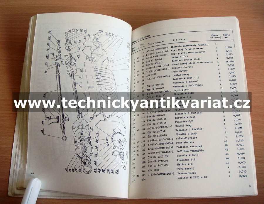 Náves Traktorový velkoobjemový zberací NTVS 4 1/2 - návod k obsluze, seznam dílů (1979)