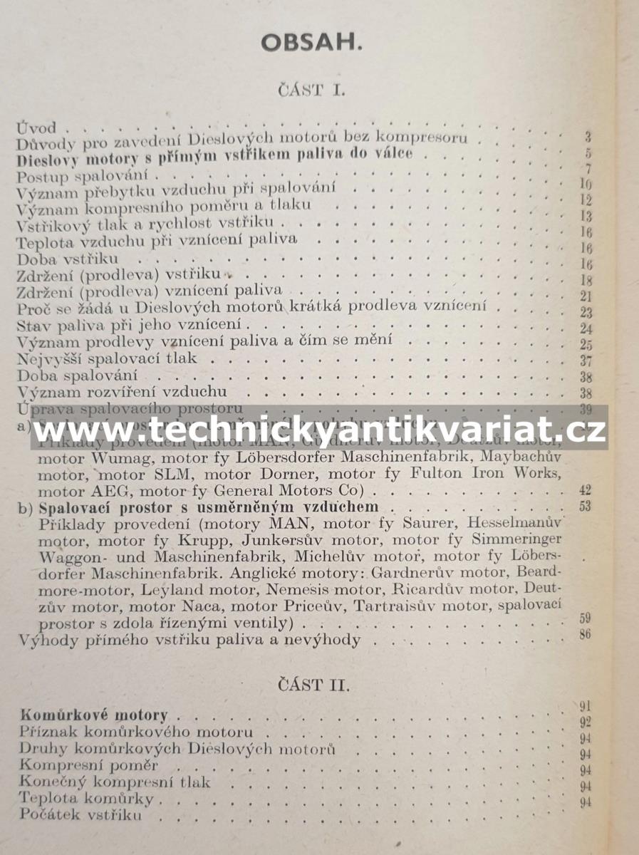 Spalovací způsoby dieslových motorů bez kompresoru bez kompresorů - Jan Vaněček (1945)