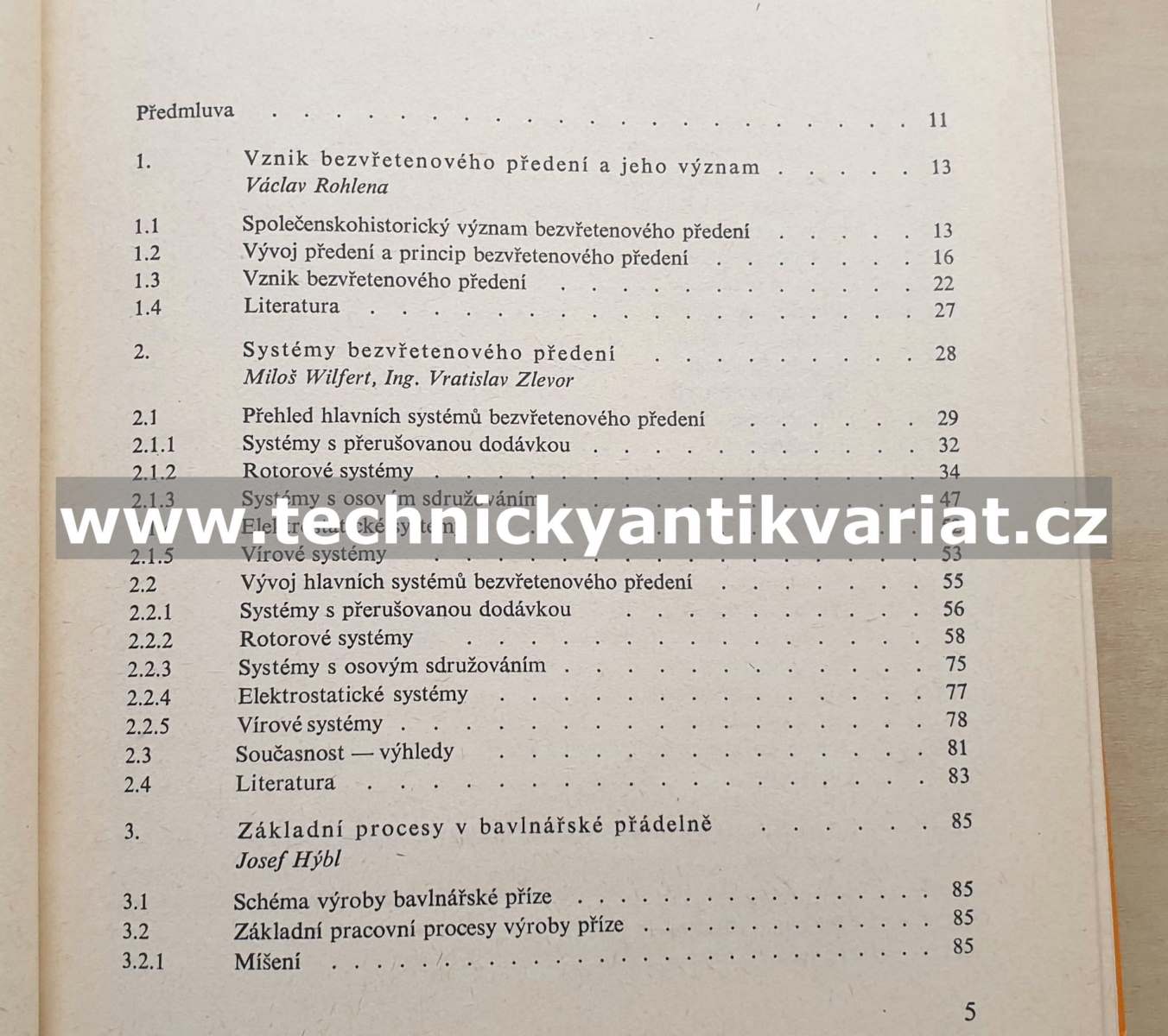 Bezvřetenové předení - Václav Rohlena (1974)