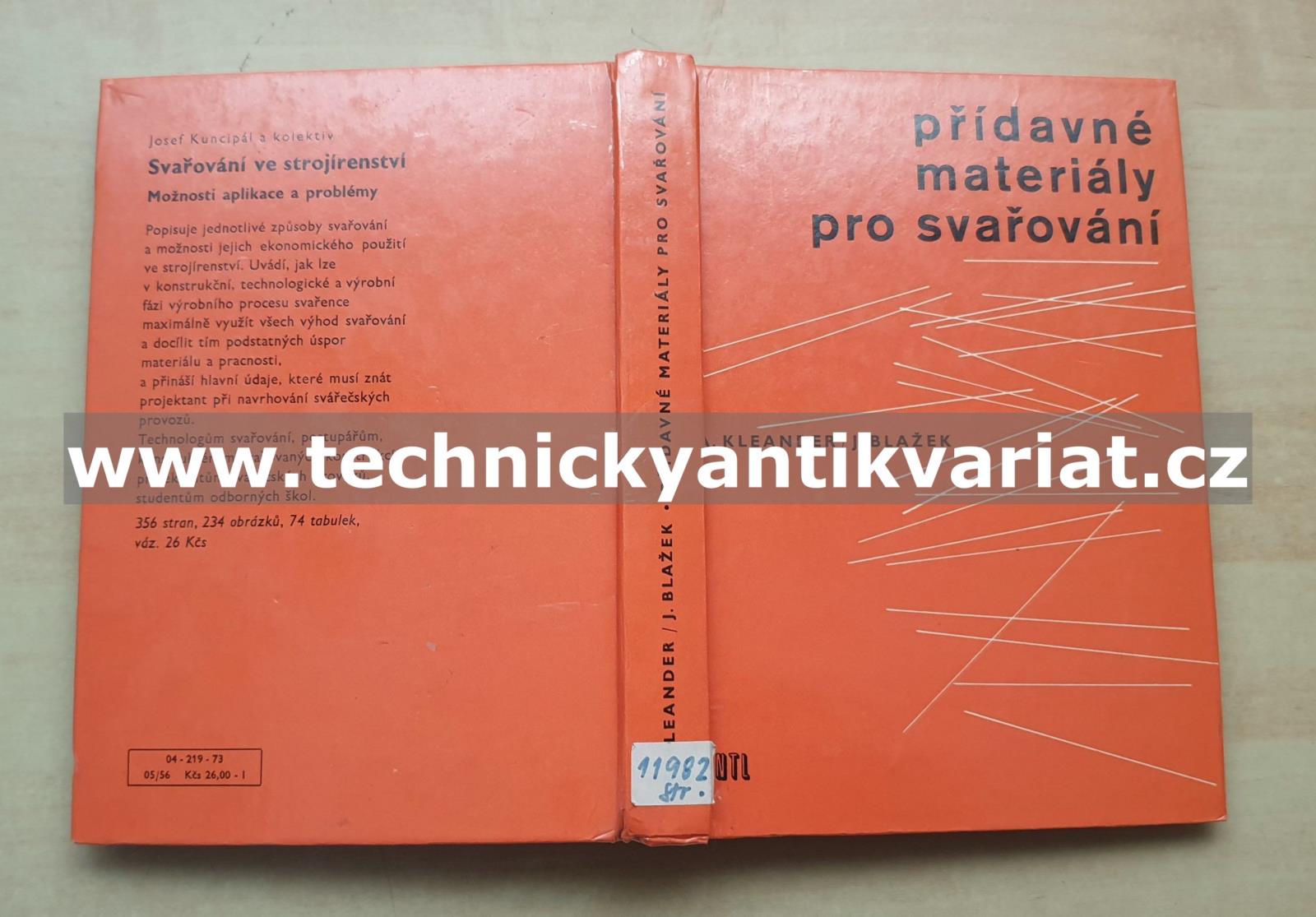 Přídavné materiály pro svařování - Kleander, Blažek (1973)