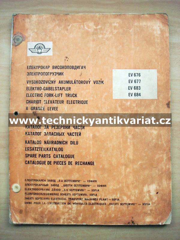 Vysokozdvižný akumulátorový vozík EV676, EV677, EV683, EV684 - katalog náhradních dílů (1964)