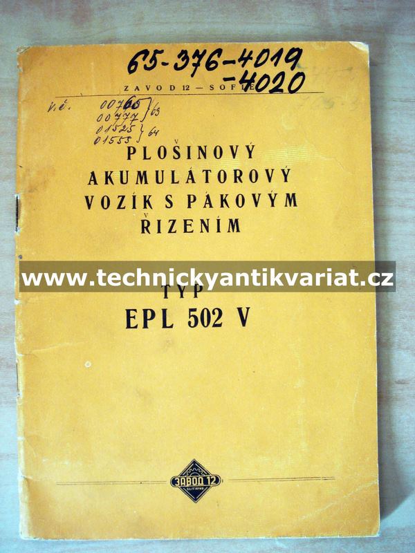 Plošinový akumulaátorový vozík s pákovým řízením EPL 502V (1961)