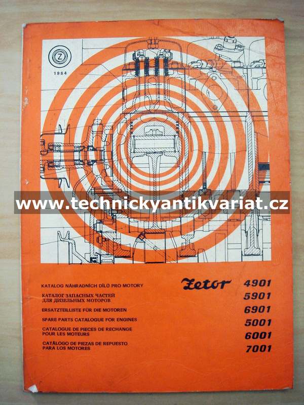 Zetor Motory 4901, 5901, 6901, 5001, 6001, 7001 - katalog náhradních dílů (1984)