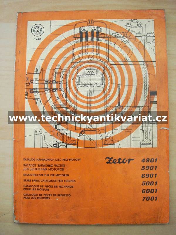 Zetor Motory 4901, 5901, 6901, 5001, 6001, 7001 - katalog náhradních dílů (1982)
