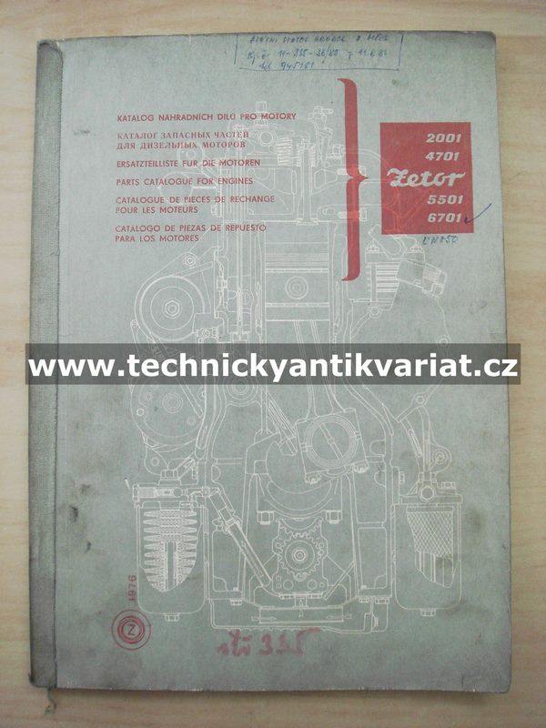 Zetor 2001, 4701, 5501, 6701 - katalog náhradních dílů (1977)