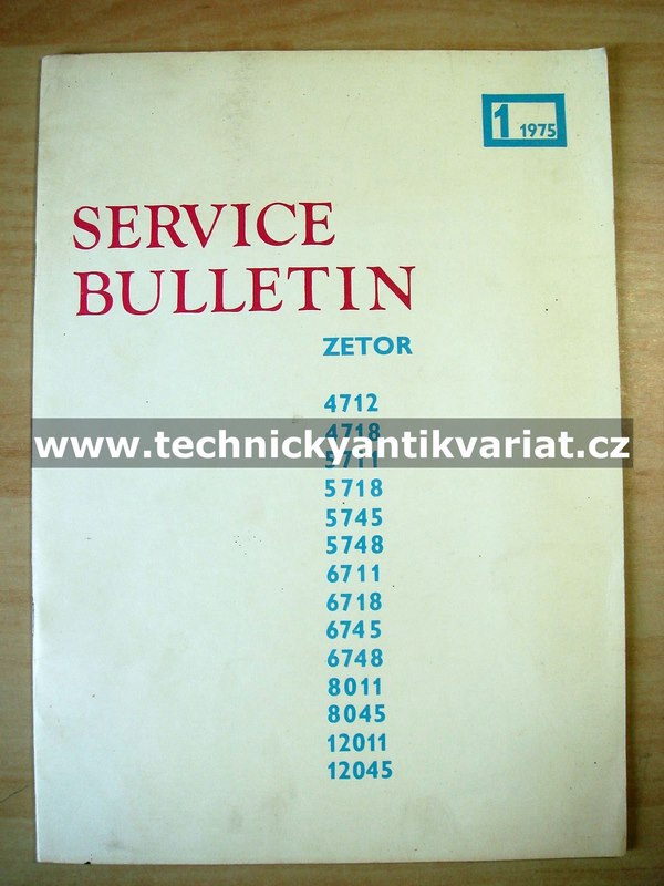 Zetor Service bulletin 1/1975