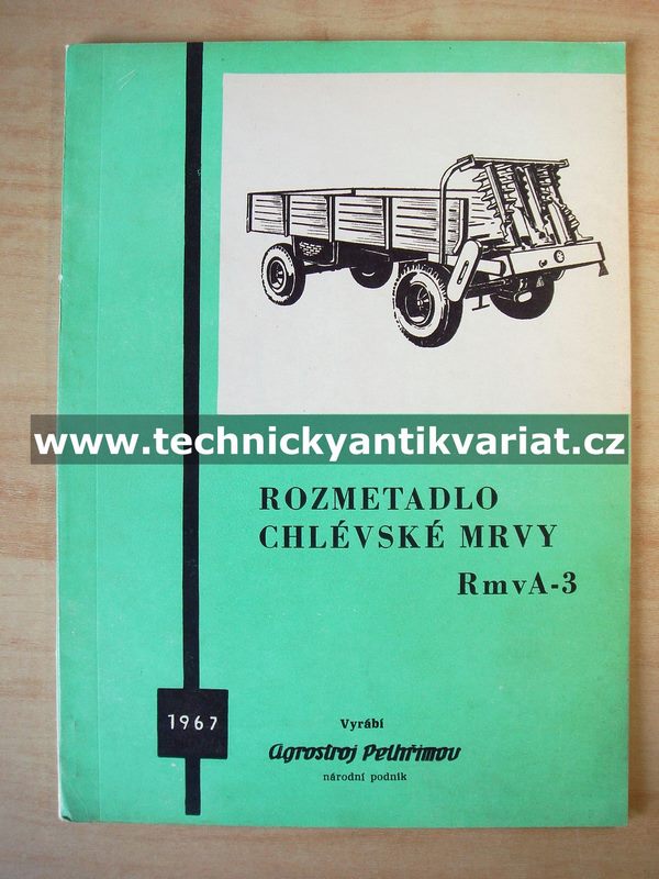 Rozmetadlo chlévské mrvy RmvA-3 - návod k obsluze, seznam součástí (1967)