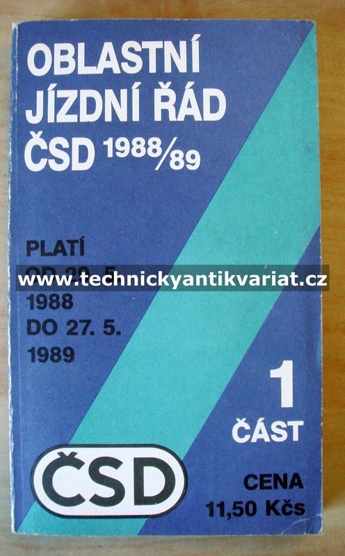 Oblastní jízdní řád ČSD 1988-1989 I.část