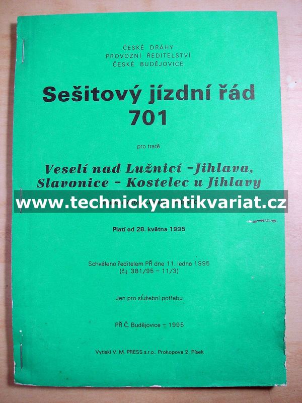 Sešitový jízdní řád 701 (1995)