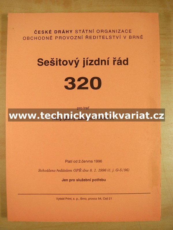 Sešitový jízdní řád 320 (1996)