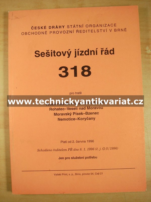 Sešitový jízdní řád 318 (1996)