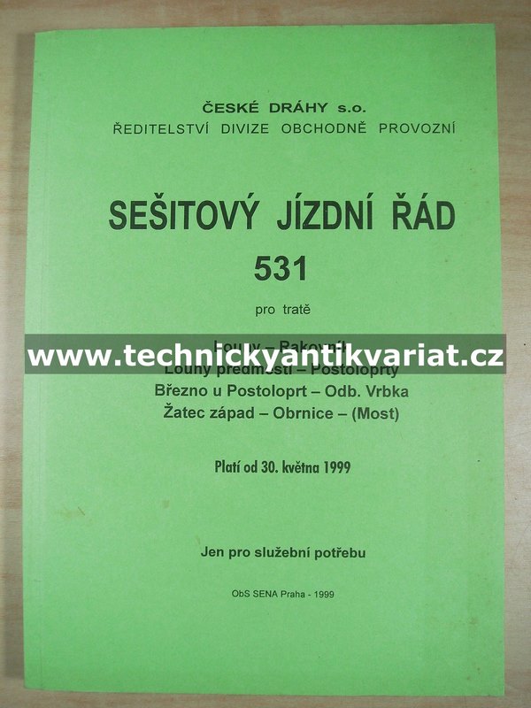 Sešitový jízdní řád 531 (1999)