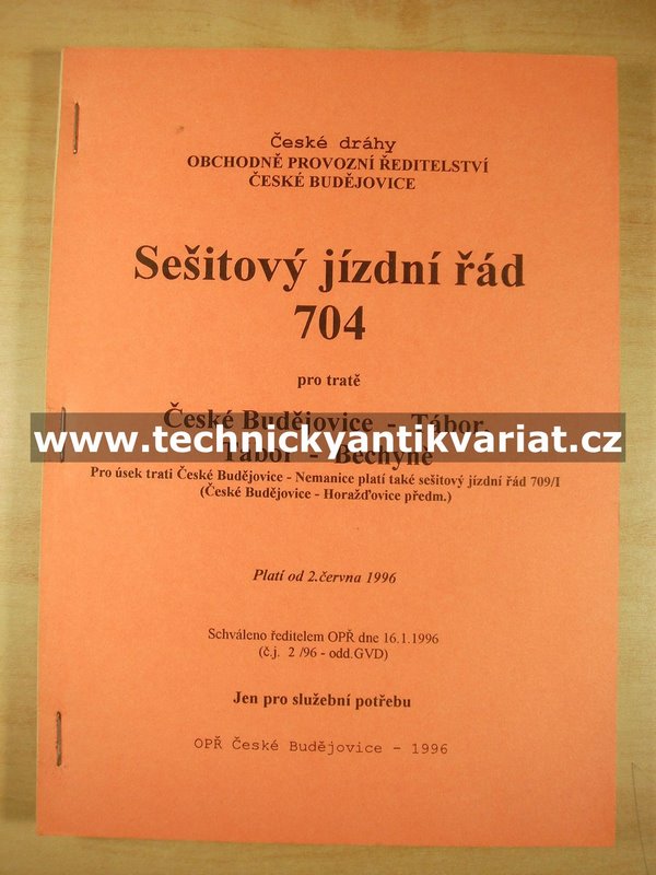 Sešitový jízdní řád 704 (1996)