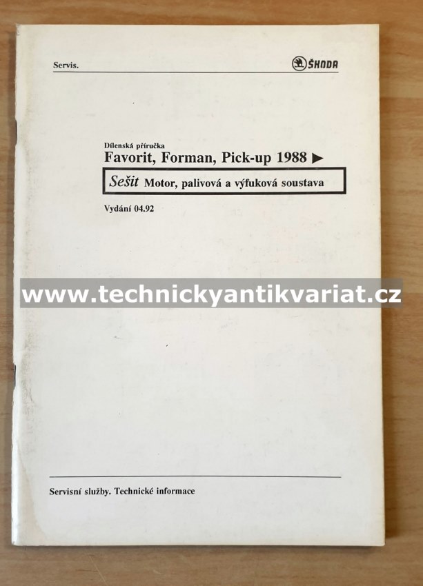 Škoda Favorit Forman, Pick-up - Motor - dílenská příručka (1992)