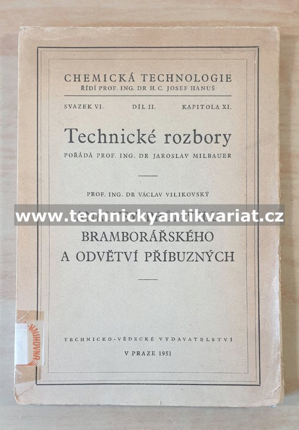 Analysy průmyslu bramborářského a odvětví příbuzných (1951)