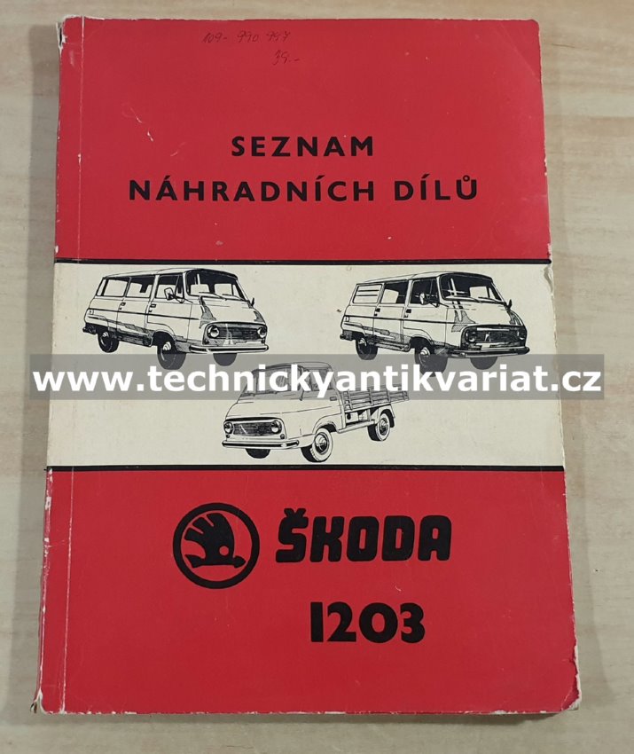 Škoda 1203 VAN, MINIBUS, AMBULANCE, COM, ROL - seznam náhradních dílů (1974)
