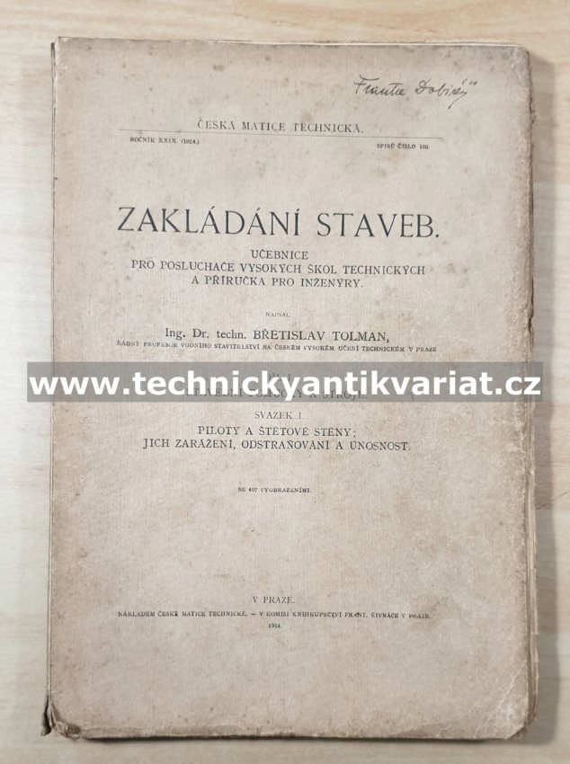 Zakládání staveb 1 - Břetislav Tolman (1924)