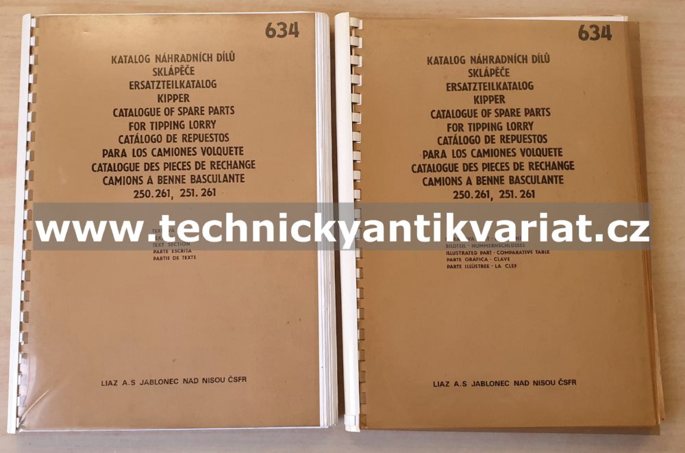 Liaz 250.261, Liaz 251.261 Sklápěč - katalog náhradních dílů 1992