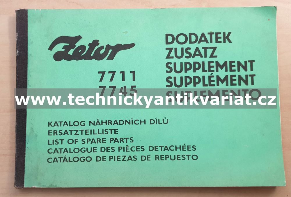 Zetor 7711, 7745 - katalog náhradních dílů DODATEK (1985)