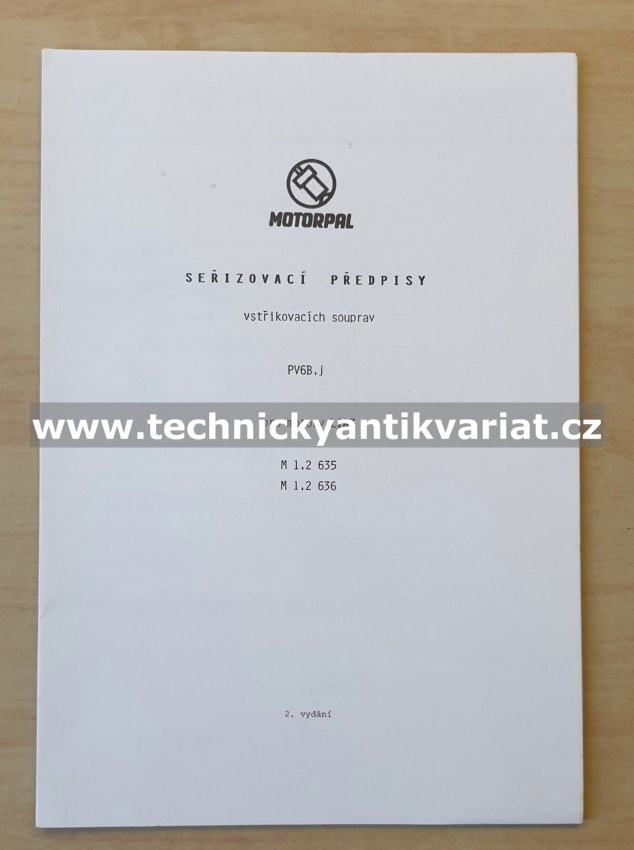 Liaz motor M1.2 635, M1.2 636 - seřizovací předpisy vstřikovacích souprav PV.6B.j(1993)