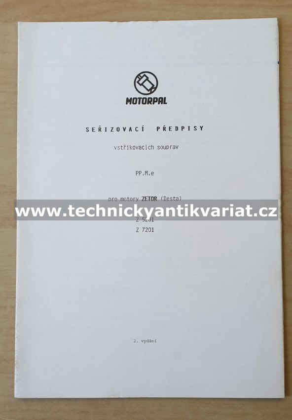 ZETOR (Desta) motor Z 5201, Z 7201 - seřizovací předpisy vstřikovacích souprav PP.M.e (1993)