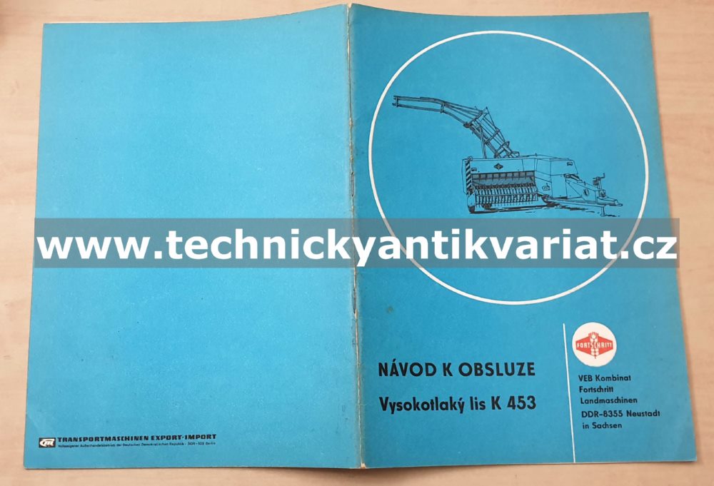 Fortschritt K 453 vysokotlaký list - návod k obsluze (1978)