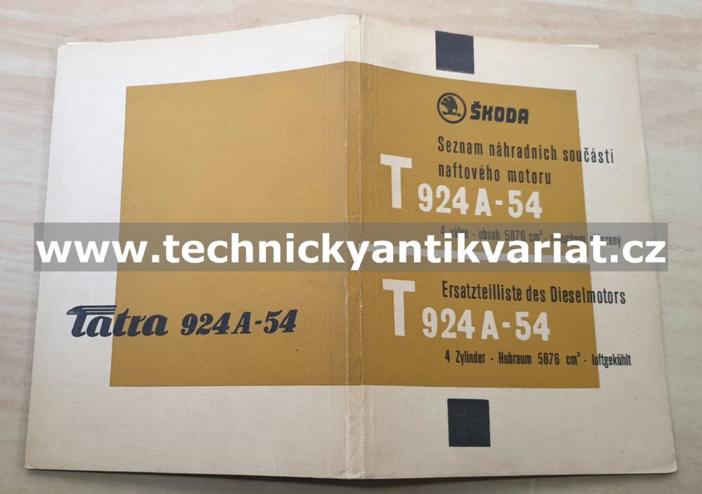Tatra 924A-54 naftový motor - seznam dílů (1967)