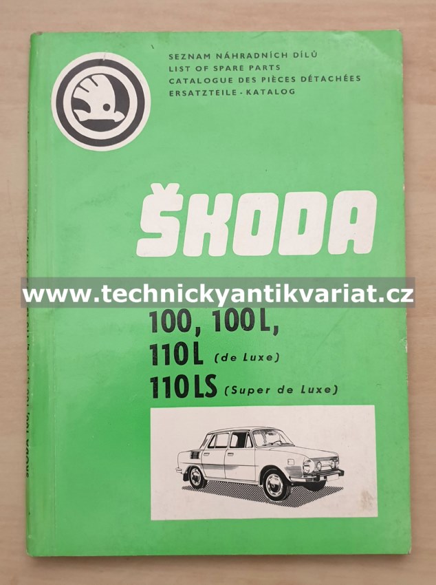 Škoda 100, 100L, 110LS - seznam náhradních dílů (1973-1974-1975)