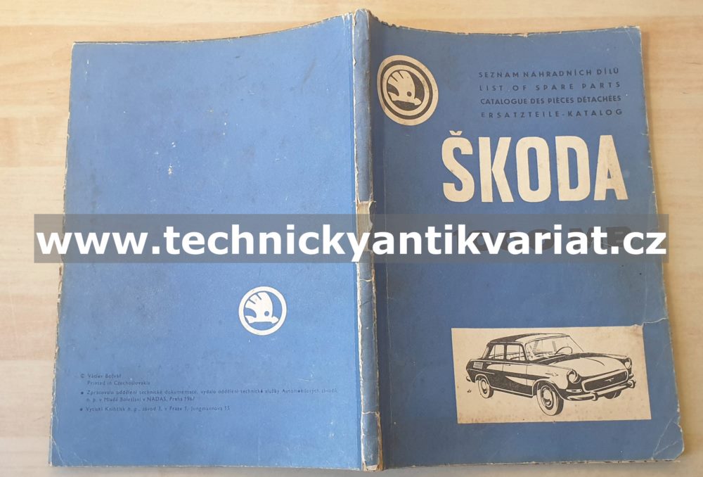 Škoda 1000MB seznam náhradních dílů (1967)