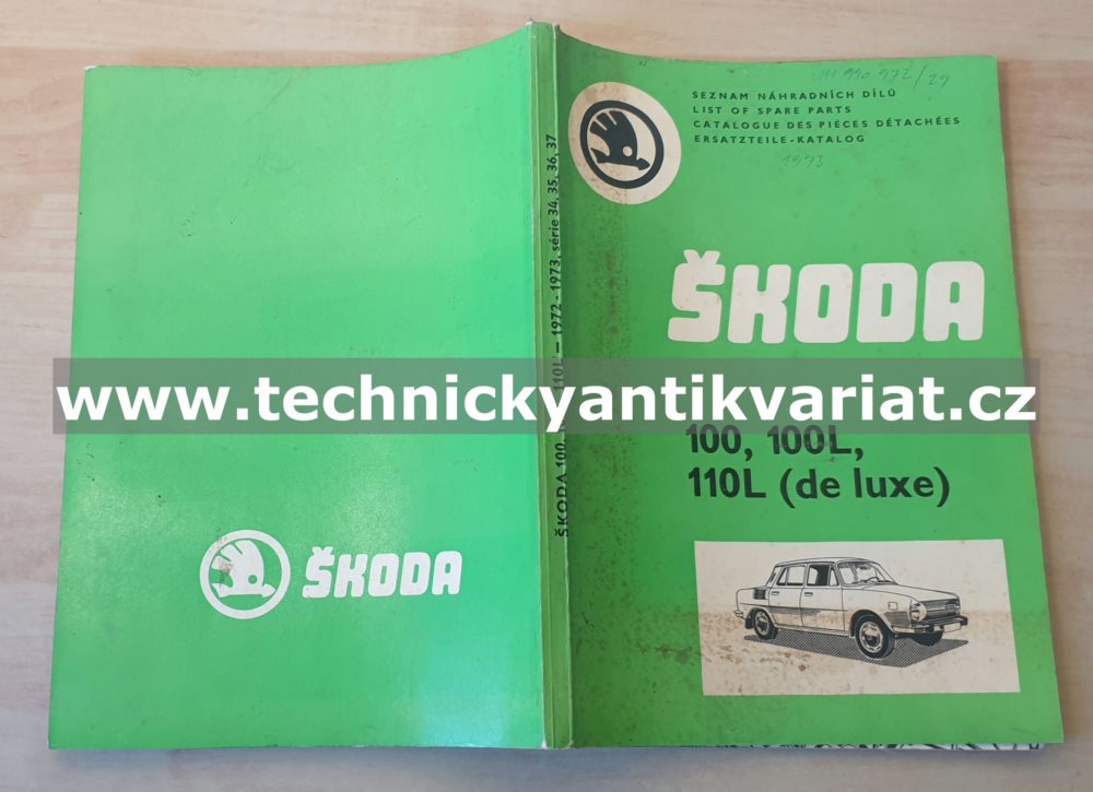 Škoda 100, 100L, 110LS - seznam náhradních dílů (1972-73))