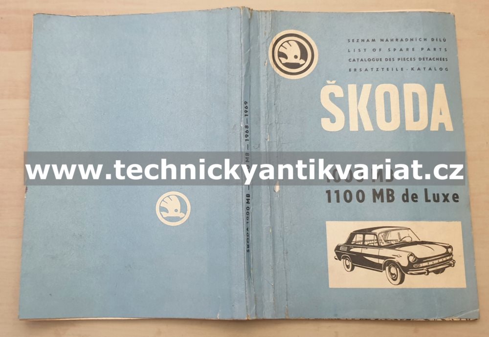 Škoda 1000MB, 1100MB de Luxe - seznam náhradních dílů (1968-1969)
