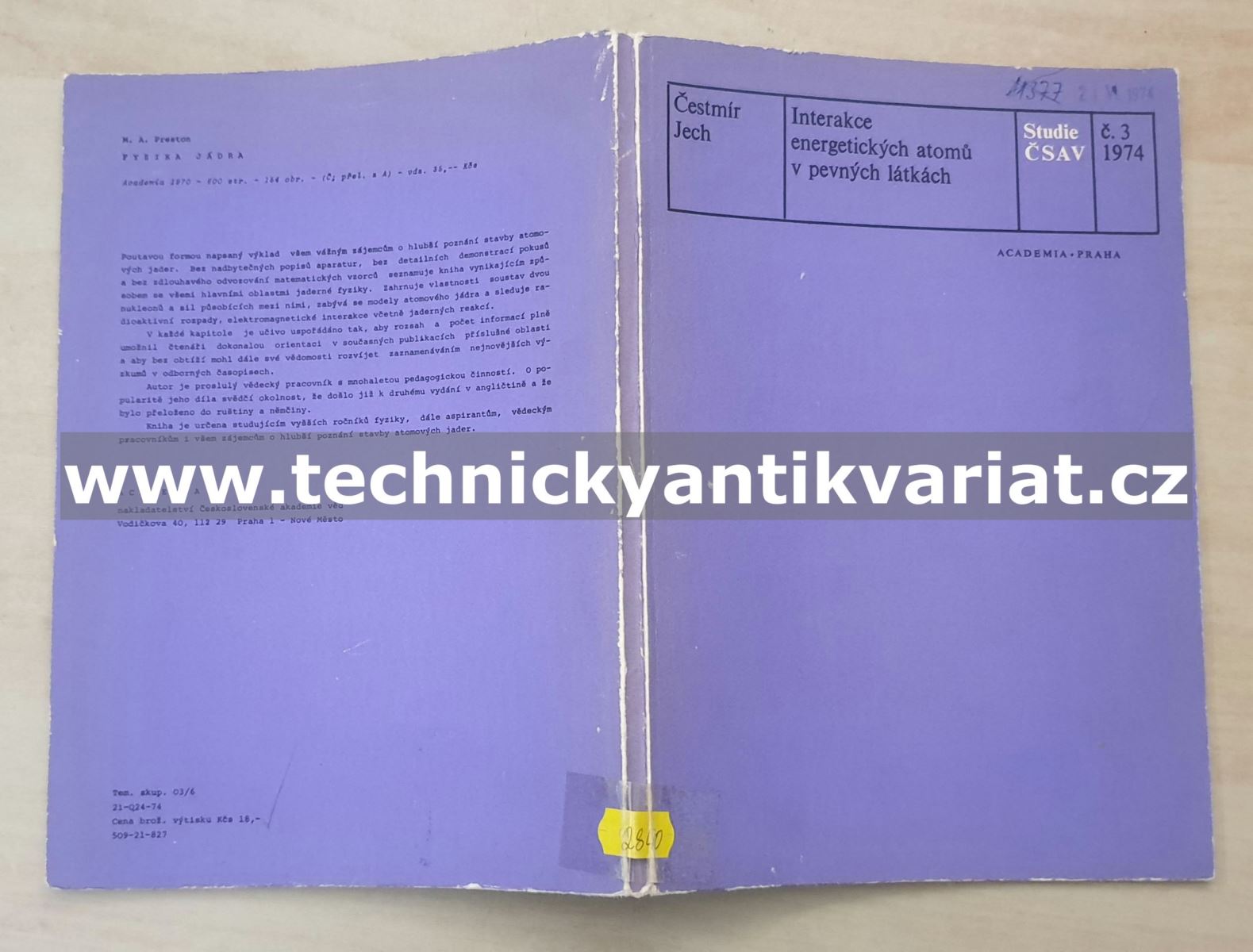 Interakce energetických atomů v pevných látkách - Čestmír Jech (1974)