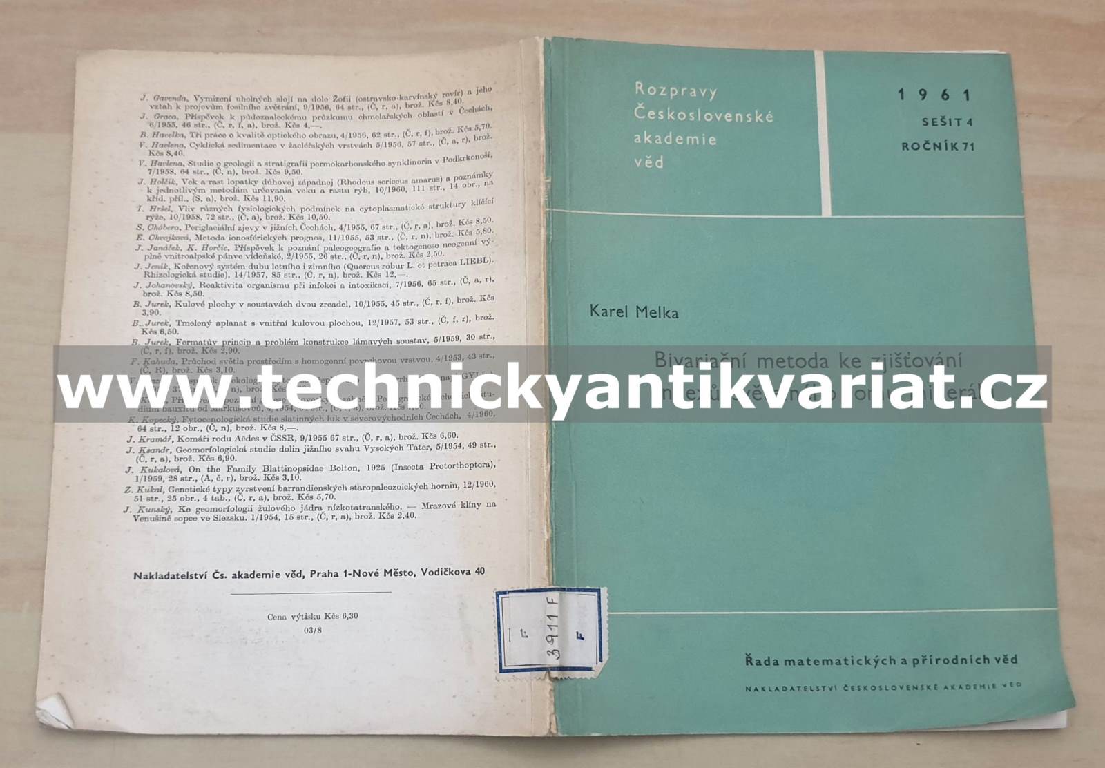 Bivarační metoda ke zjišťování indexu světelného lomu minerálů - Karel Melka (1961)