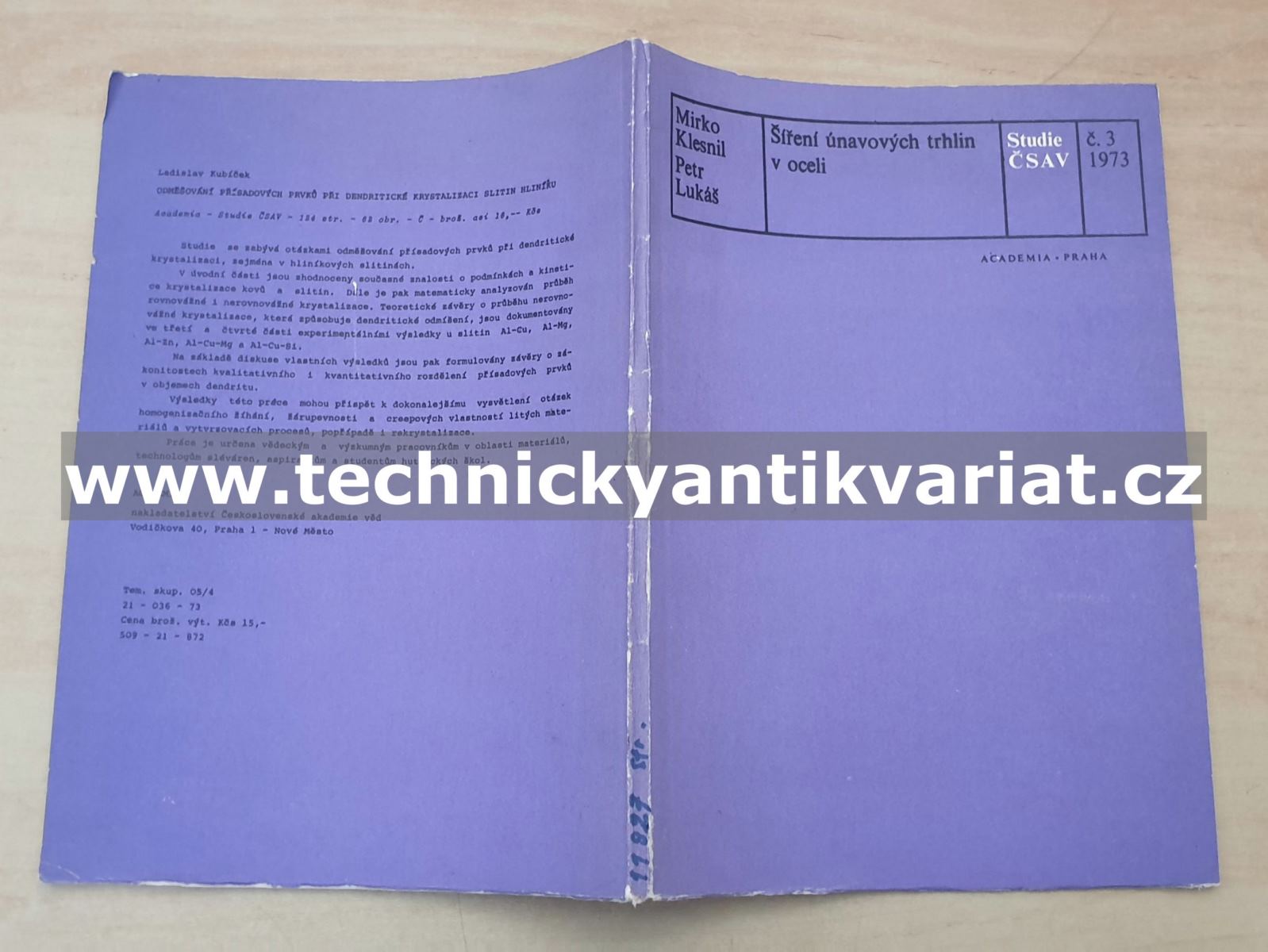 Šíření únavových trhlin v oceli - Klesnil, Lukáš (1973)