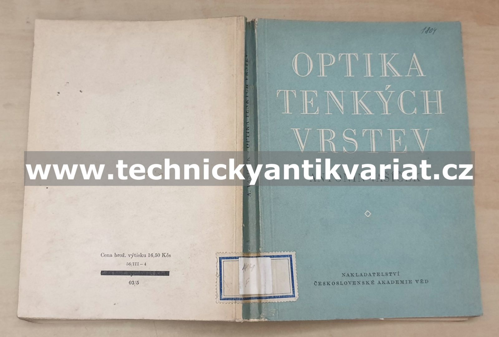 Optika tenkých vrstev - Antonín Vašíček (1956)