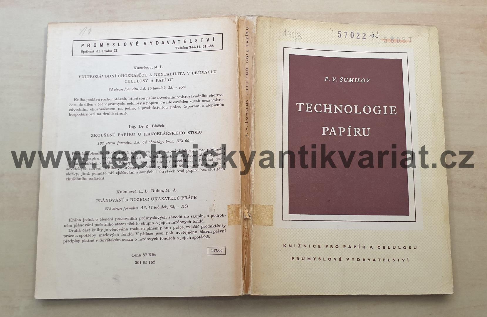 Technologie papíru - P.V. Šumilov (1952)