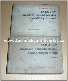 Tabulky schodných náhradních dílů zemědělských strojů I.II.