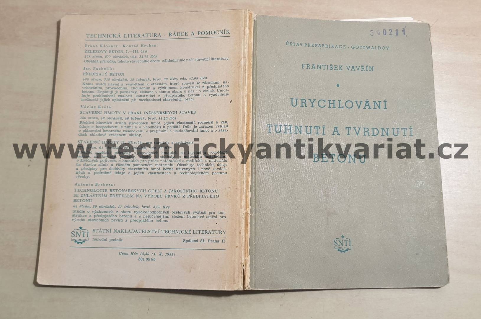 Urychlování tuhnutí a tvrdnutí betonu - František Vavřín (1954)