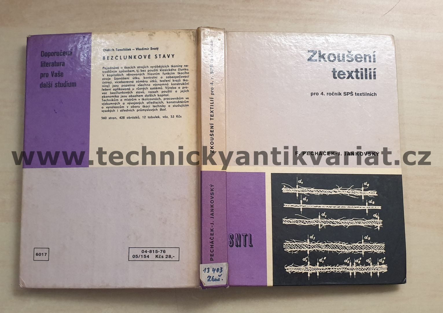 Zkoušení textilií - F.Pecháček, J.Jankovský (1976)