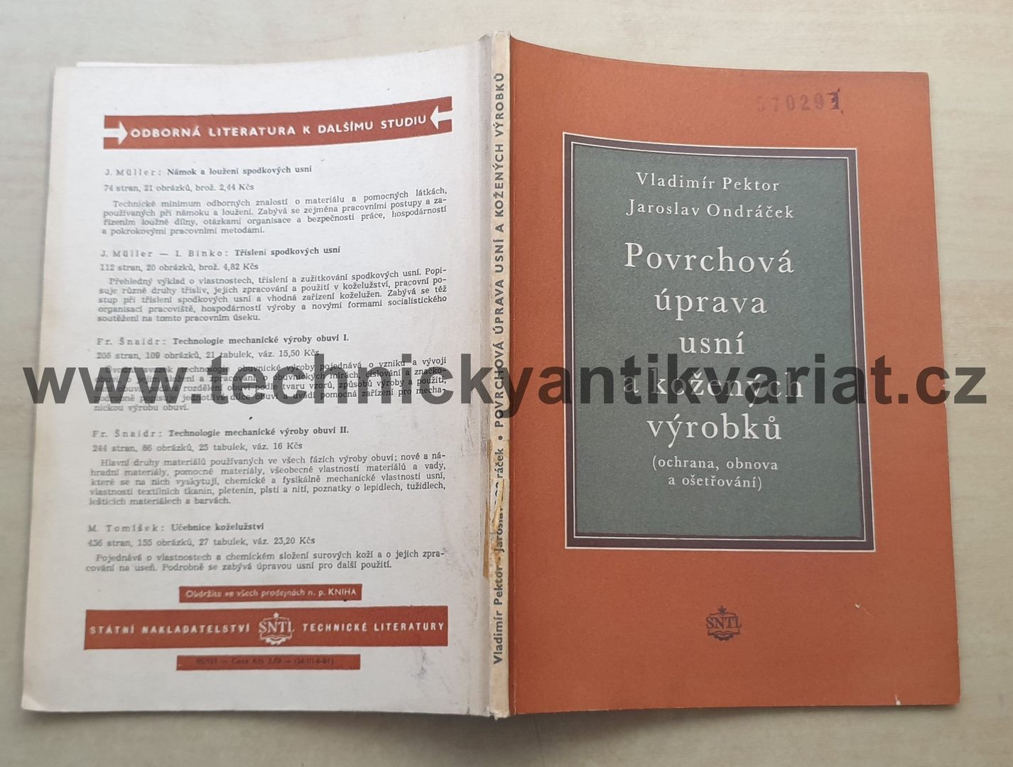 Povrchová úprava usní a kožených výrobků - V.Pektor, J.Ondráček (1956)