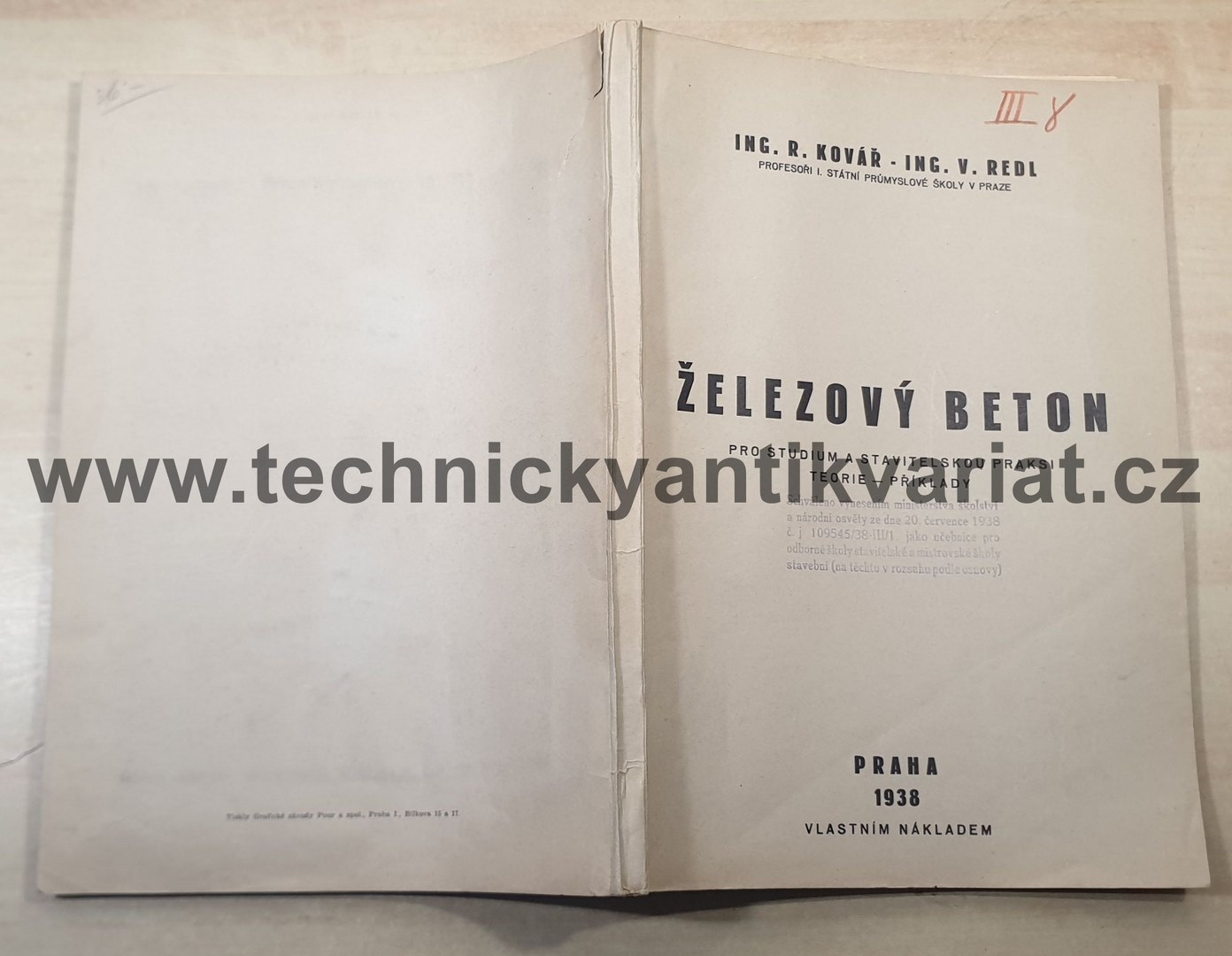 Železový beton - Kovář, Redl (1938)