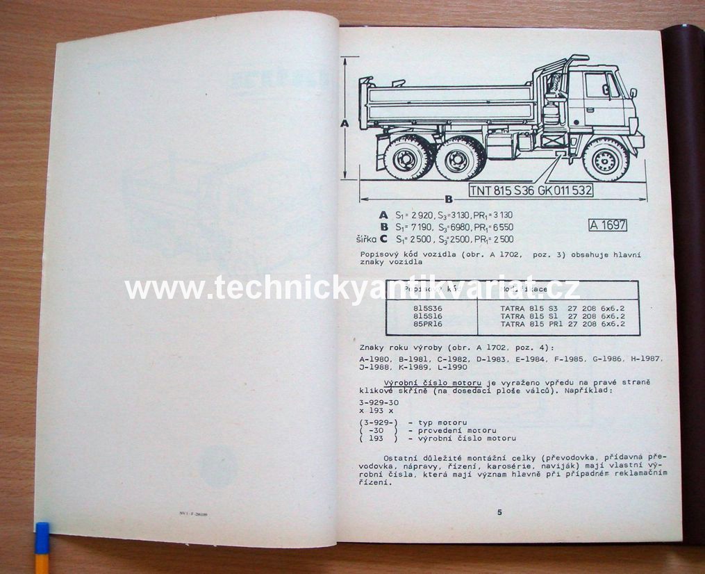 Tatra 815 S1, S3, PR1 - katalog dílů (1989)