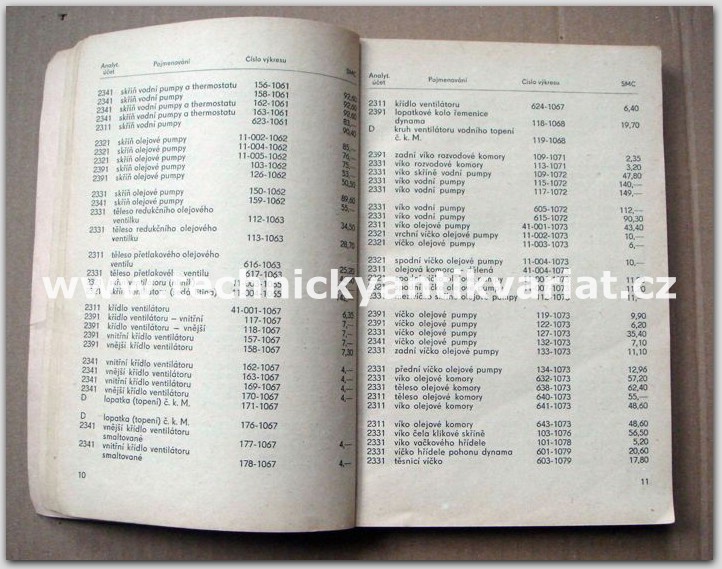 Škoda ceník náhradních dílů automobilu