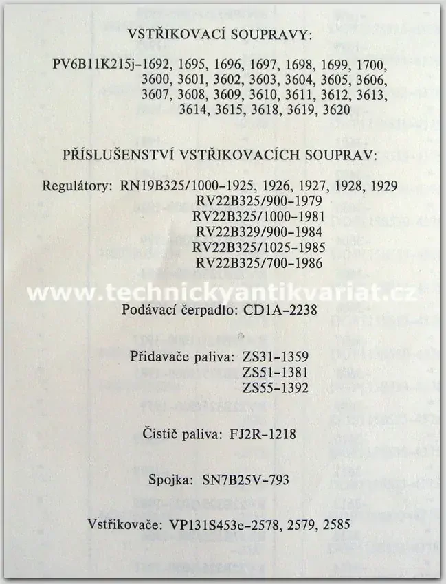 Liaz vstřikovací zařízení PV6B.j..
