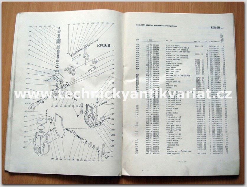 Liaz vstřikovací zařízení PV6B.g. - seznam náhradních dílů (1986)