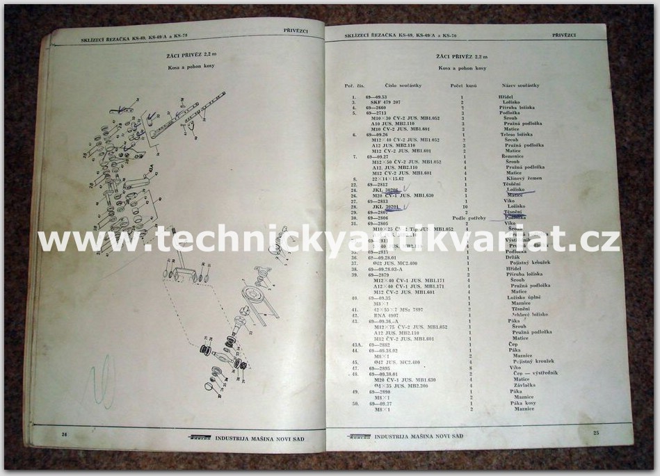 Sklízecí řezačka - KS 69, KS - 69A , KS 70