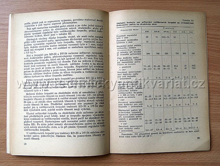 Seřizování a obnovování palivové soustavy naftových traktorů