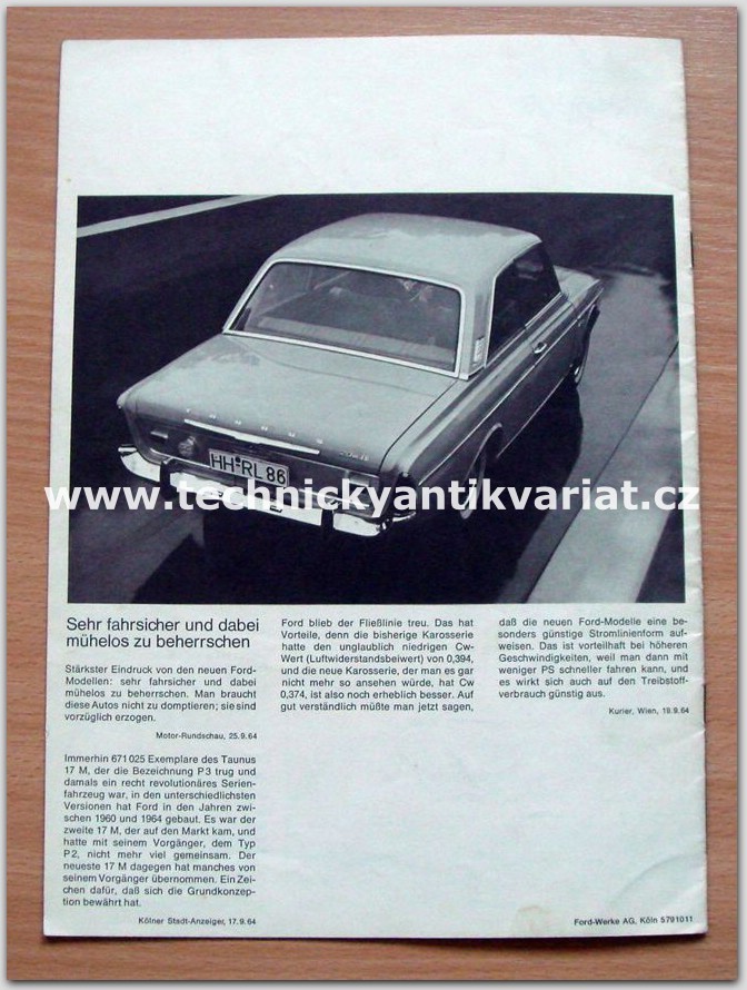 Ford Taunus 17M, 20M Pressereport